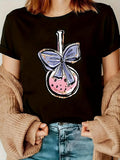 Women's T-Shirt Artwork Of Pastel Bow With Candy And Colorful Sprinkles Lollipop