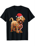 Men's T-Shirt Festive Holiday Lights And Candy Cane Golden Retriever Dog