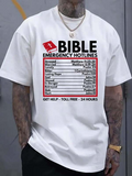 Men's T-Shirt Bible Emergency Hotlines Table Under Bold Lettering And Red Cross Graphic