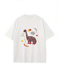 Men's T-Shirt Playful Confetti Shapes Swirling Around Cartoon Dinosaur