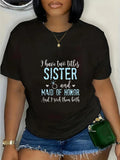 Women's T-Shirt I Have Two Titles Sparkling Heart Accents With Elegant Silver Blue Typography Sister