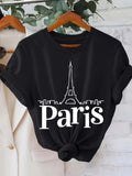 Women's T-Shirt Paris Night View With Illuminated Eiffel Tower Silhouette And City Skyline