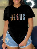 Women's T-Shirt Multicolored Bold Letters With Minimalistic Style Jesus
