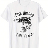 Men's T-Shirt Fish Around Find Trout With Detailed Lure And Leaping River Trout