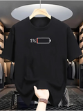 Men's T-Shirt One Percent Battery Icon With Minimalist Power Symbol Graphic