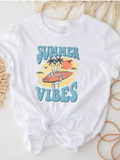 Men's T-Shirt Summer Vibes Surfboard And Palm Trees With Sunset Beach