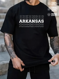 Men's T-Shirt Classic Bold Lettering Overlapping Modern Typography Arkansas