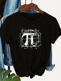 Women's T-Shirt Technical Blueprint With Grunge Lines Surrounding Mathematical Pi Symbol