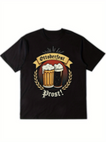 Men's T-Shirt Oktoberfest Prost Toasting Beer Mugs Surrounded By Golden Wheat