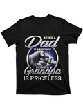 Men's T-Shirt Being A Dad Is An Honor Being A Grandpa Is Priceless Fist Bump Surrounded By Blue Circle T Shirt