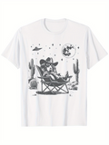 Men's T-Shirt Chilling Under Starry Night With Desert Cacti And Relaxed Couple