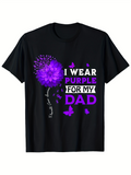 Men's T-Shirt I Wear Purple For My Dad With Shining Dandelion Flowers And Fluttering Butterflies