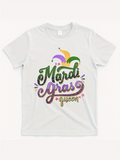 Men's T-Shirt Mardi Gras Queen Lettering With Festive Mask Party Hat