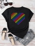 Women's T-Shirt Colorful Pixelated Dots Forming A Patterned Digital Style Heart