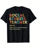 Men's T-Shirt Social Studies Teacher Colorful Bold Letters On Black Shirt