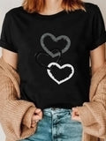 Women's T-Shirt Hand Drawn Overlapping Outlined Hearts With Textured Lines Heart
