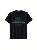 Men's T-Shirt Erin Go Bragh Celtic Harp Surrounded By Shamrock Vines On Black T Shirt