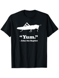 Men's T-Shirt Yum John The Baptist Bold Grasshopper Print In White Minimal Style