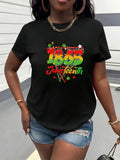 Women's T-Shirt Vivid Graffiti Style With Stars Triangles Celebratory Juneteenth