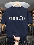 Men's T-Shirt Hello Playful Font With Smiling Emoji And Bold Lettering T Shirt