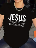 Women's T-Shirt Jesus The Light The Way The Truth The Life Black Short Sleeve T Shirt