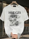 Men's T-Shirt Barcode Elements Overlapping Fragmented Urban Graphics With Abstract White T Shirt