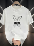 Men's T-Shirt Cool Cartoon Sketch Style Rabbit Wearing Sunglasses Portrait Rabbit