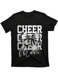 Men's T-Shirt Cheer Mom Lettering Repeated Print With Shiny Ribbon Bow