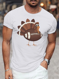 Men's T-Shirt Thanksgiving Turkey With Feather Details Football Body Design