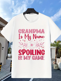 Men's T-Shirt Grandma Is My Name Spoiling Is My Game Surrounded By Floral Accents And Soft Petals T Shirt