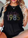 Women's T-Shirt Retro Style With Colorful Lined Digits Vintage Year Number
