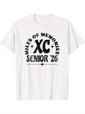Men's T-Shirt Miles Of Memories Bold Stencil Lettering Senior Graduation Shirt