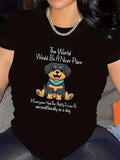 Women's T-Shirt The World Would Be A Nicer Place With Smiling Cartoon Puppy Wearing Blue Bandana Dog