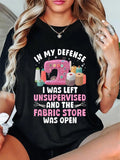 Women's T-Shirt In My Defense Colorful Spools Scissors Threads And Sewing Machine