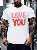 Men's T-Shirt Love You Bold Red Letters With Playful Heart Word Art