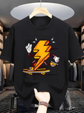 Men's T-Shirt Dynamic Lightning Bolt With Sneakers Skating On Urban Skateboard