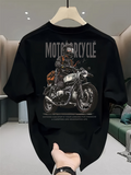 Men's T-Shirt Motorcycle Adventure Rider With Helmet And Speeding Under City Lights Motorcycle