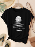 Women's T-Shirt Silver Reflections With Luminous Moonlight Rippling Over Calm Water Moon