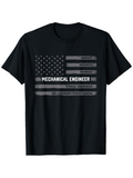 Men's T-Shirt American Flag Design With Patriotic Stripes And Bold Mechanical Engineer Text