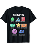 Men's T-Shirt Shapes Chart With Colorful Cartoon Faces And Simple Geometric Learning Shapes