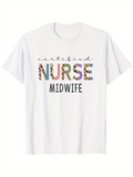 Men's T-Shirt Certified Nurse Colorful Patterned Bold Lettering Midwife Typography T Shirt