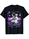 Men's T-Shirt Colorful Outer Space With Vinyl Records Surrounding A Funky Astronaut DJ