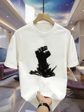 Men's T-Shirt Rising Powerful Silhouette Under Abstract Clouds With Uplifting Fist