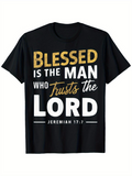 Men's T-Shirt Blessed Is The Man Who Trusts The Lord Jeremiah Shirt With Bold Contrasting Faith Message