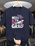 Men's T-Shirt Miss 5th Grade Grad With Pink Diploma And Purple Graduation Cap