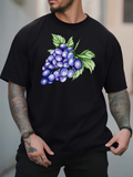 Men's T-Shirt Shining Purple Grapes With Lush Green Leaves Under Soft Sunlight Grapes