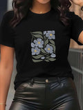 Women's T-Shirt Soft Pastel Spring Leaves With Delicate Blossoming Petals Flower