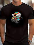 Men's T-Shirt Festive Holiday Lights With Santa Hat On Kiwi Bird