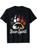 Men's T-Shirt Bear Spirit Distressed Sunset Colors With Bear Paw Print Graphic Bear