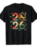 Men's T-Shirt Golden Galloping Horse Among Festive Lanterns And Colorful Waves
